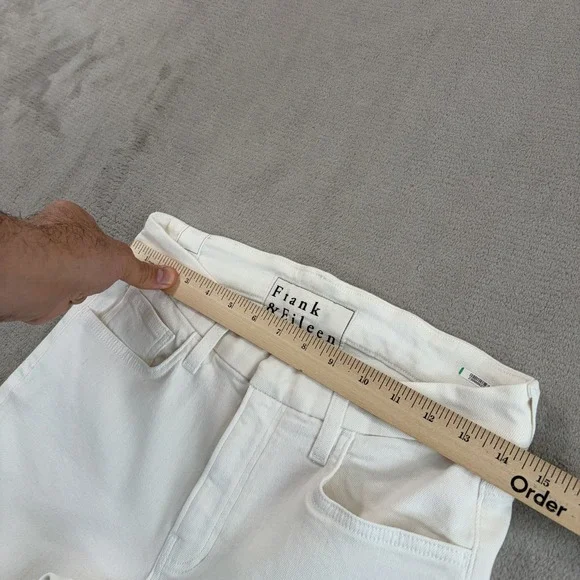 Frank & Eileen Raw Hem Stretch 5 Pocket Pants in White Women 27 Zip Fly $298